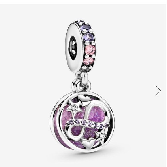 💜Glittering Infinity Hearts & Stars Dangle Charm💜Fits All Pandora Bracelets💜 - Picture 2 of 8
